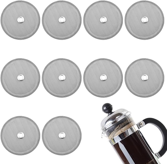 10-Pack Durable Mesh Filters for French Press Coffee Makers,French Press Filter, French Press Screen Replacement, Easy to Clean and Reusable