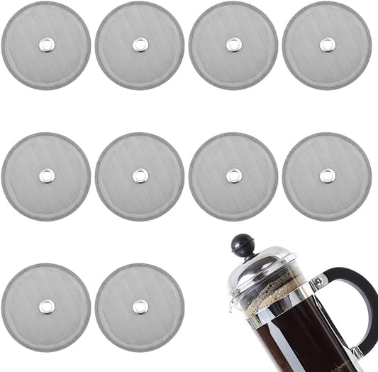 10-Pack Durable Mesh Filters for French Press Coffee Makers,French Press Filter, French Press Screen Replacement, Easy to Clean and Reusable