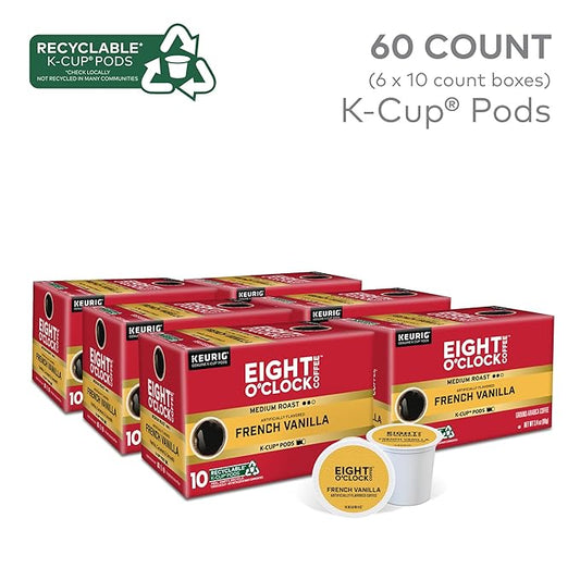 Eight O'Clock Coffee French Vanilla, Single-Serve Coffee K-Cup Pods, Medium Roast, 60 Count
