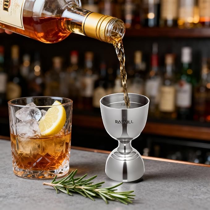 Jigger For Bartending, 2 PCS Double Shot Measuring Cup Premium 304 Stainless Steel, Jigger 2 oz 1 oz with Measurements Inside, Drink Measurer for Cocktails, Bar Measuring Set