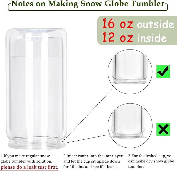 16 Oz Plastic Snow Globe Tumbler with Lid and Straw,16 Pack Double Wall Pre Drilled Plastic Mason Jar Cups Can for Snow Globe Glitter DIY Gift(Mixed Colors)