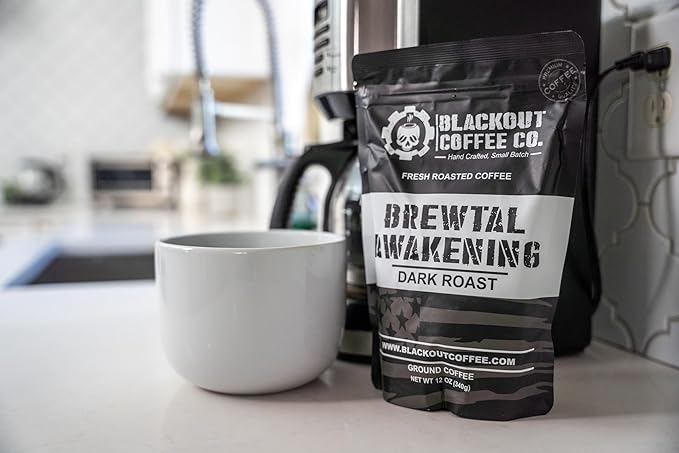 Blackout Coffee Brewtal Awakening Whole Bean Coffee – Dark Roast, High Caffeine, Bold & Strong – Freshly Roasted 12oz Bag