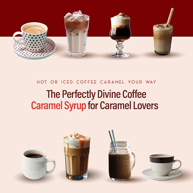 RIO Caramel Syrup for Coffee, Perfect for Hot or Iced Drinks, Rich, Sweet & Buttery Caramel Coffee Flavoring for Lattes, Macchiatos & Desserts, Barista-Grade Syrups for Home & Work - 700ml