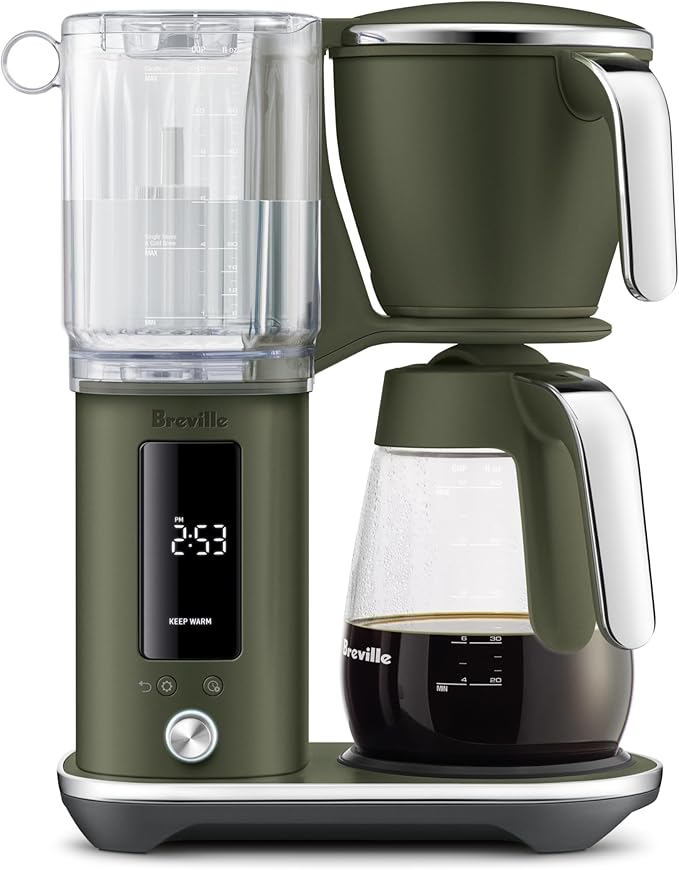 Breville Luxe Drip Coffee Machine BDC415OLT, Olive Tapenade, Glass Carafe
