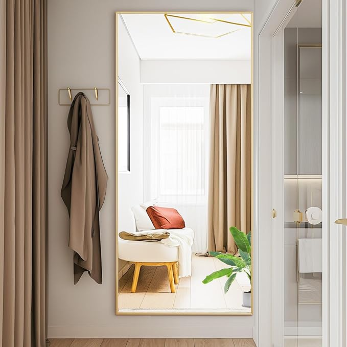 NEWBULIG Full Length Mirror, Upgraded Body Wall Mirrors with Shatter-Proof Glass, Floor Standing Mirror, Home Wall Decor