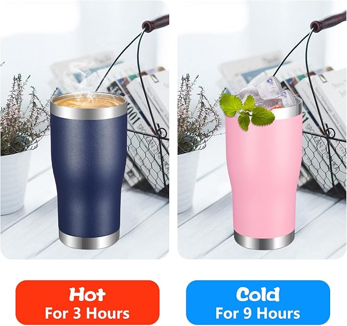 VEGOND 20oz Tumbler Stainless Steel Tumbler Cup with Lid And Straw Vacuum Insulated Double Wall Travel Coffee Mug(Pink 6 Pack)