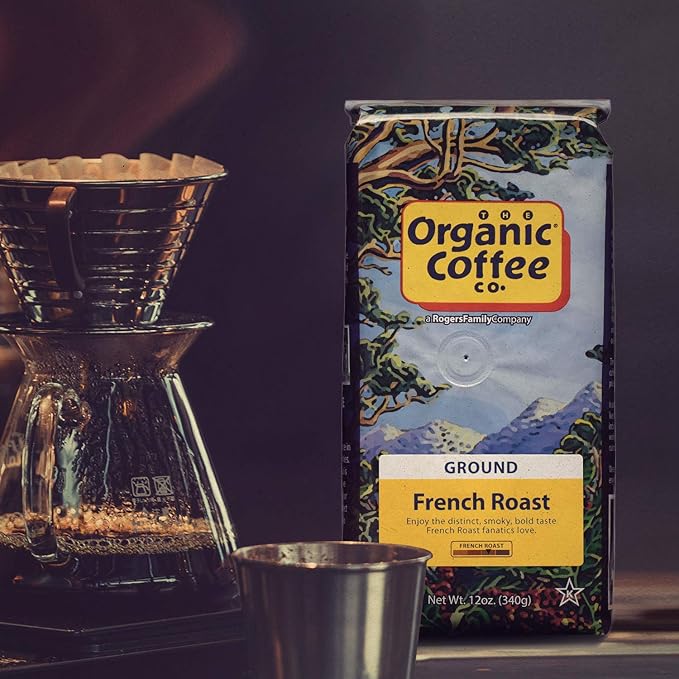 Organic Coffee Co. French Roast Ground Coffee 12 Ounce Dark Roast USDA Organic