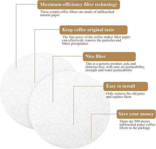Outus 500 Pieces Replacement Paper Filters Compatible with Aeropress Coffee Makers Round 2.5 Inch Paper Filters Disposable for Espresso Coffee Makers (White)