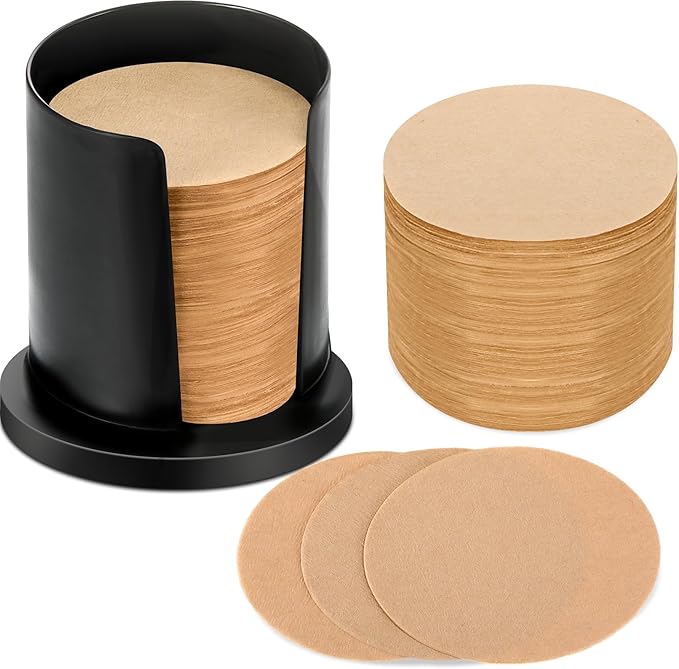 Outus 2 Pack 700 Count Coffee Filter Paper Replacement Filters with Filter Holder Round Disposable Paper Filters for DIY Compatible with the Aeropress Coffee and Espresso Maker(Brown)