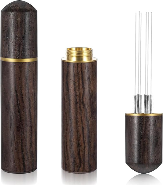 Normcore Wdt Tool, 6 Needles 0.3 mm Espresso Needle Distributor for Clump-Free Grounds, Natural Wood Handle Wtd Tool Espressos, Professional Barista Hand Needle Type Espressos Stirrer