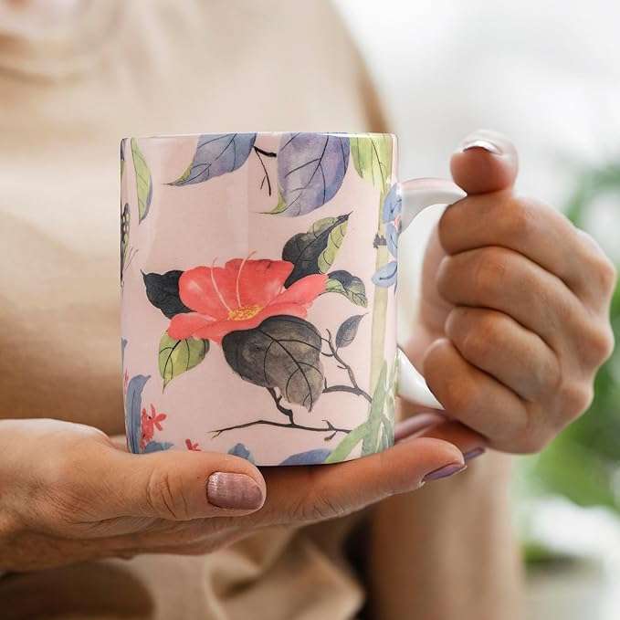Maison d' Hermine Coffee Mug with Handles Fine Bone China Mugs Pack of Two Tea Cups for Hot Beverages Cappuccino Latte Home Restaurant Office Perfect for Gift (Canne, 12 Ounce)