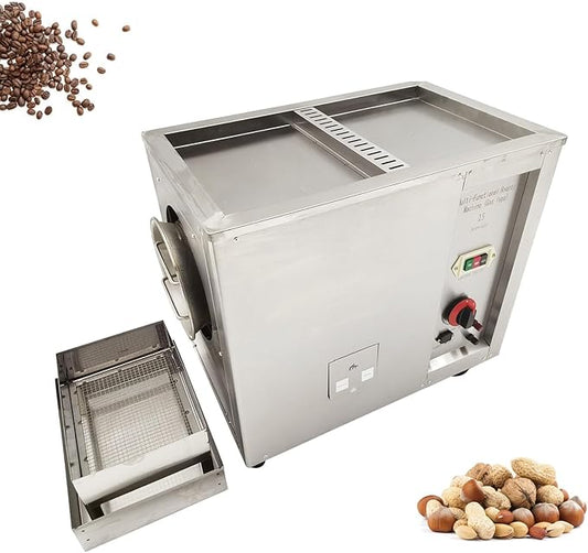 Commercial Automatic Gas Roaster Machine (0-300℃) 16.5LBS Stainless Steel Nut Roaster for Coffee Beans, Peanuts, Almonds 110V 1PH 80W