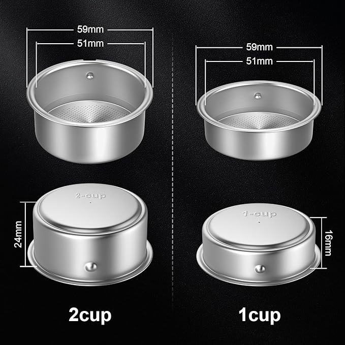 51mm Filter Basket | Double Layer Pressurized Portafilter Basket | Stainless Steel Coffee Portafilter Basket | Espresso Filter Basket