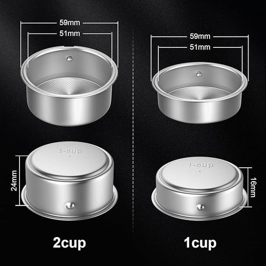 51mm Filter Basket | Double Layer Pressurized Portafilter Basket | Stainless Steel Coffee Portafilter Basket | Espresso Filter Basket