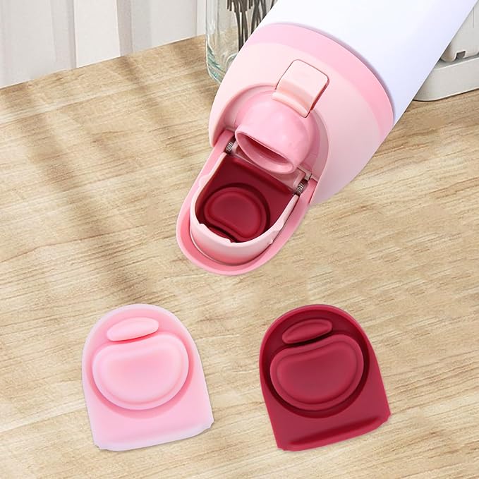 2 Pcs Replacement Rubber Seal Stopper Compatible with Owala FreeSip,Bottle Top Gasket Lid for Owala 16/19/24/32/40oz Seal Mouth Cap Silicone Stopper Parts Insert Accessories（Pink+Wine Red）