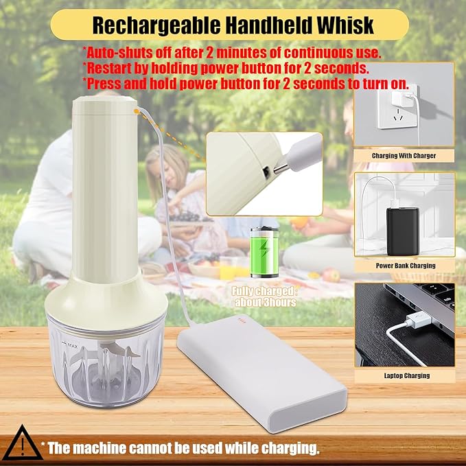 Handheld Frother,Coffee Stirrers Electric,Drink Frother Rechargeable Milk Frother, Handheld Milk Frother,Drink Mixer,Hand Mixer,Food Processor and Small Whisk,4-Speed,10Oz