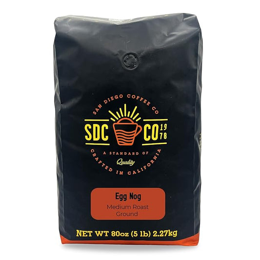 San Diego Coffee Egg Nog, Medium Roast, Ground Coffee, 5-Pound Bag Café molido tostado