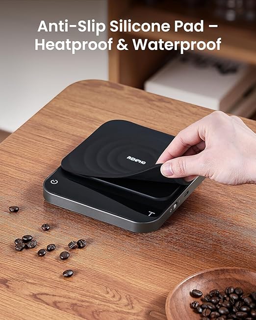 RENPHO Espresso Scale with Timer, Rechargeable Coffee Scale with Flow Rate Indicator, 0.1g Accurate Coffee Been Scale for Pour-Over, Gift for Coffee Lover, Calibarista, 3kg