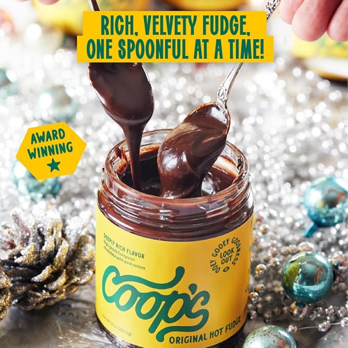 Coop's Original Hot Fudge, 10 Ounce (Pack of 3): All Natural, Gourmet, Handcrafted, Gluten Free, Non-GMO, Chocolate Ice Cream Toppings, Sundae, Desserts