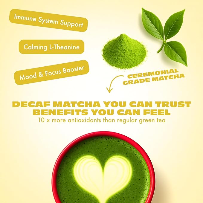 Caff Off Decaf Lemon Matcha Green Tea Powder From Japan – 3.52 oz / 100 g – Ceremonial Grade & Sugar-Free – No Fillers or Milk Powders – Naturally Decaffeinated Without Chemicals – Tested for Heavy Metals – First Harvest, Shade-Grown & Caffeine-Free Ma...