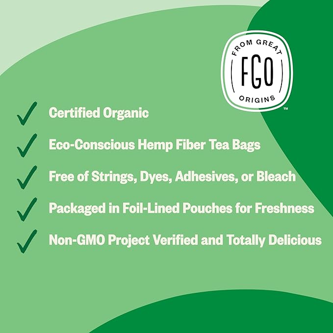 FGO Organic Irish Breakfast Tea, 20 Count, Eco-Conscious Tea Bags (Pack of 1)