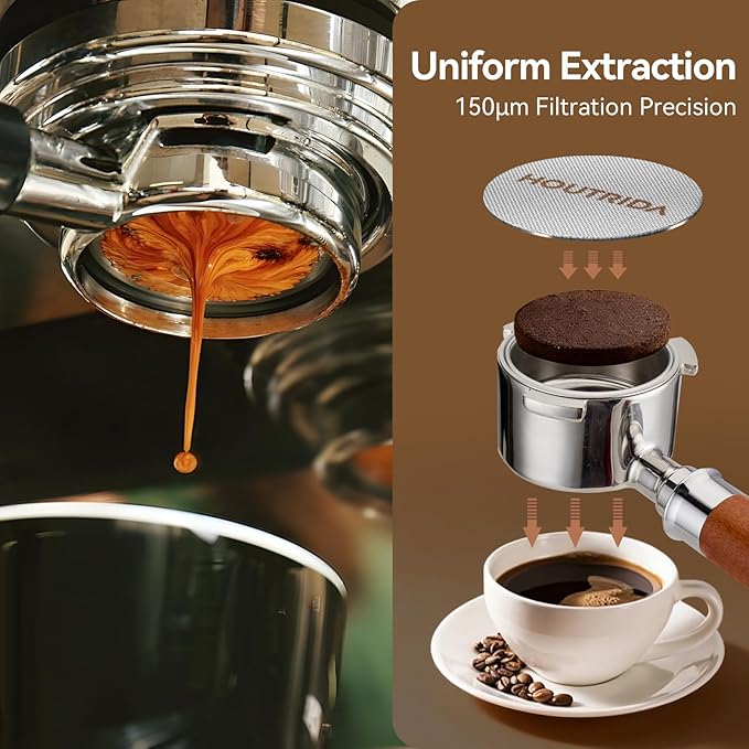 53.5mm Puck Screen 3 Pack, Reusable Espresso Screen 316 Stainless Steel, 1.7mm Thickness Portafilter Mesh 150μm Metal for Espresso 54mm Portafilter Filter Basket