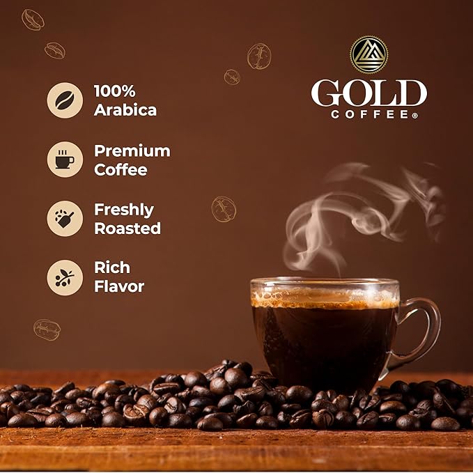 Gold Coffee | Blue Mountain Premium Blend | Medium Roast, Whole Bean | 100% Arabica Coffee | 1 lb.