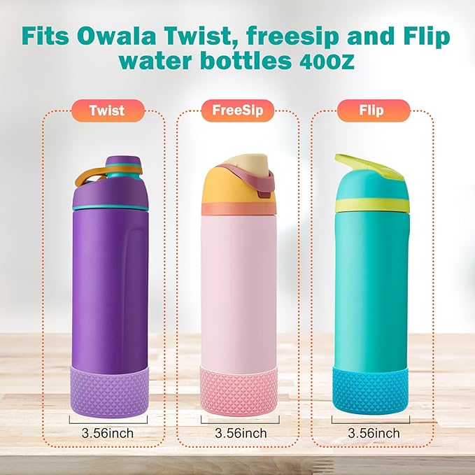 WK IEASON 2Pcs Silicone Boot for Owala Water Bottle, Protective Flask Bottom Cover Base for Owala FreeSip Twist and Flip Flask Water Bottle Accessories-3.56inch Bottom Diameter