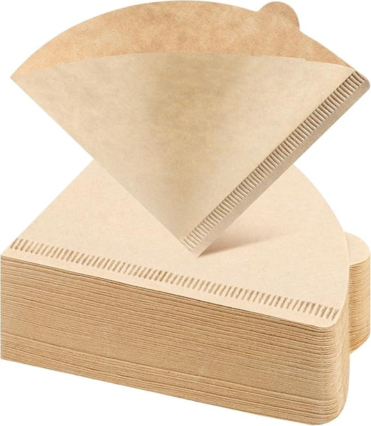 100 Count Pour Over Coffee Filters Paper, Size 02 Natural Brown Coffee Filters Cone, V02 Unbleached Disposable Paper Filters Compatible with Pour Over and Drip Coffee Maker(2-4 Cups)