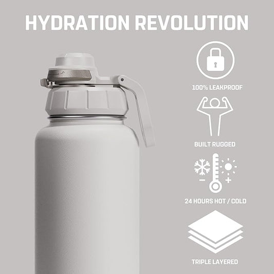 Vesmoon Vessence 32 Oz Stainless Steel Tea Infuser Bottle for Loose Leaf Tea, Water, Herbs, Fruits - Triple Layered Insulated, Leak Proof Bottle with Lid and Clip Handle - 24 Hours Hot/Cold