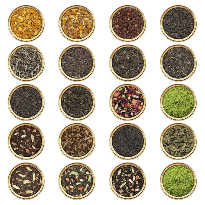 VAHDAM, World Top 20 Tea Sampler - Black, Green, Chai, Herbal Tea & More | Assorted Loose Leaf Tea Gift Set Variety Pack | Valentines Day Gifts for Him & Her