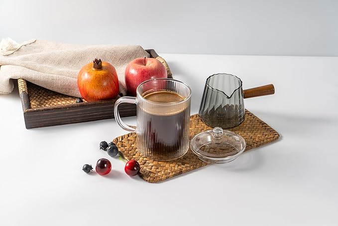 11OZ Double Walled Coffee Mugs Glass with Lid Handles,Cups for Latte,Hot Tea,Cappuccino, Mocha,Cocoa,Hot & Cold Beverages Glasses Heat Resistant Coffee Cups(CLEAR)