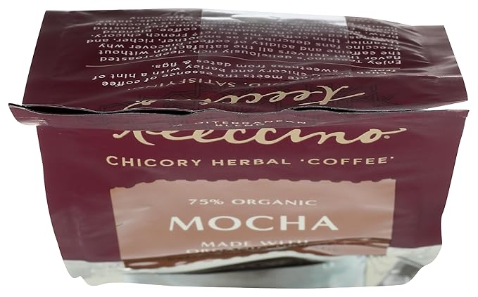 Teeccino Mocha Chicory Coffee Alternative - 11 Ounce - Ground Herbal Coffee That’s Prebiotic, Caffeine-Free & Acid Free, Medium Roast