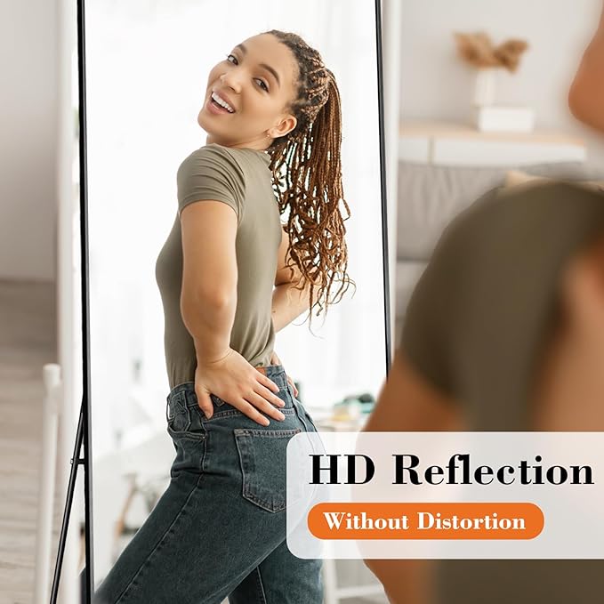 NEWBULIG Full Length Mirror, Upgraded Body Wall Mirrors with Shatter-Proof Glass, Floor Standing Mirror, Home Wall Decor