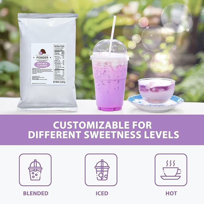 Soeos Taro Flavored Powder, 2.2 lbs (1kg) – Instant Bubble Tea Mix with Creamer & Sugar, Easy to Prepare, Perfect for Boba Drinks & Desserts