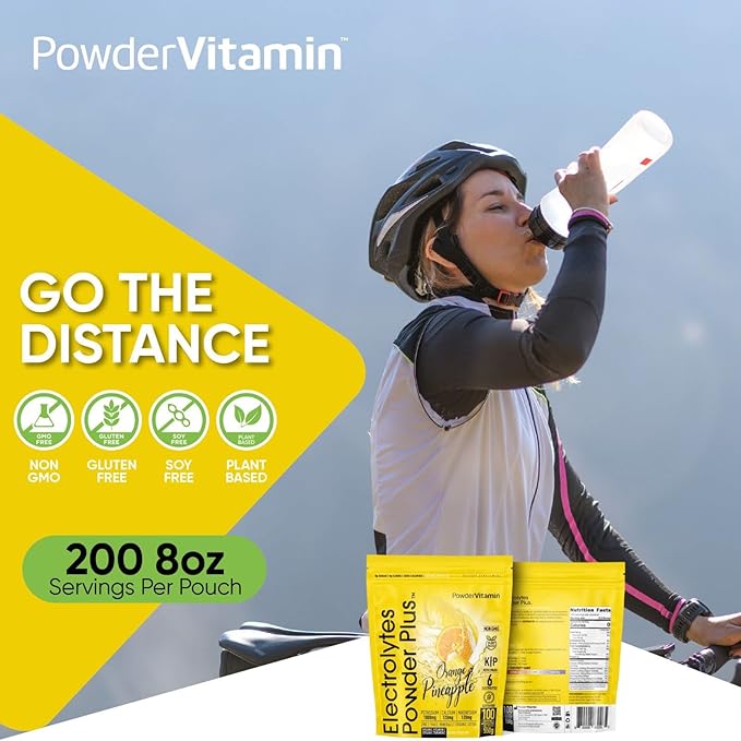 PowderVitamin Electrolytes Powder Plus (100 Servings) Orange Pineapple Electrolyte Powder Zero Calorie, Keto, 0 Sugar, No Maltodextrin,1000mg Potassium,120mg Calcium,120mg Magnesium, Hydration Powder