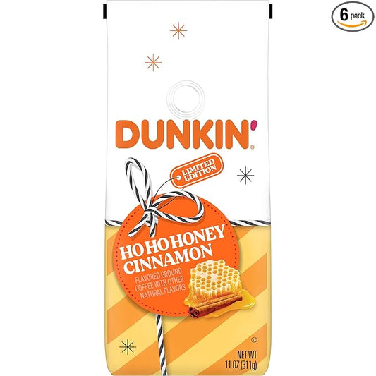 Dunkin' Ho Ho Honey Cinnamon Flavored Ground Coffee, 11 ounce (Pack of 6)