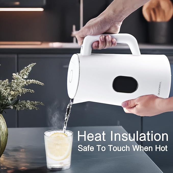 1.5L Electric Kettle Stainless Steel, Double Wall Cool Touch Teapot, Fast Boil,5 Temperature Control, LED Display, Auto Shut-Off,Keep Warm Function (Porcelain White)