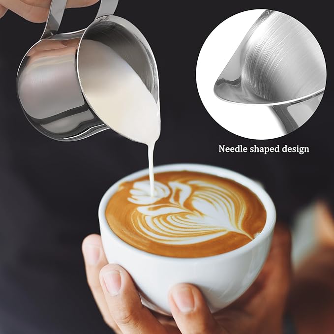 Stainless Steel Espresso Pitcher 50Ml Small Milk Frothing Cup with Scale Design Metal Cream Frothing Jug for Coffee Latte Art 4Pcs Set Household Use