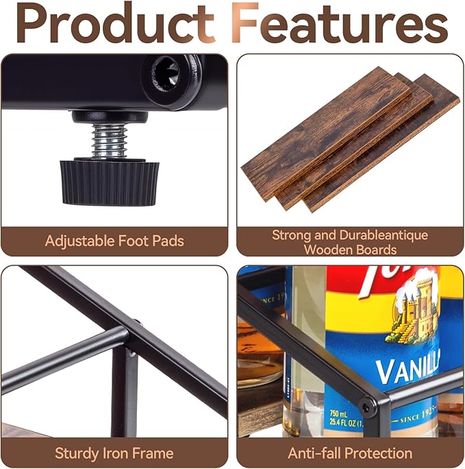 kimilus Coffee Syrup Organizer Rack, Liquor Bottle Display Shelf, 3 Tier 12 Syrup Bottles Holder Stand for Coffee Bar Kitchen Small Wine Rack for Family Storage for Syrup Wine Dressing