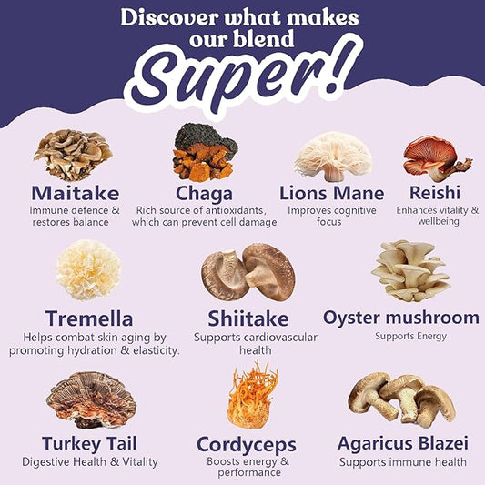 10 Mushroom Hot Cocoa for Sleep, Sugar Free Keto Cocoa Powder, Nighttime Drink,100mg Magnesium Glycinate, 100mg GABA, 150mg L-Theanine, Help Fall Asleep and Stay Asleep, 15 Servings