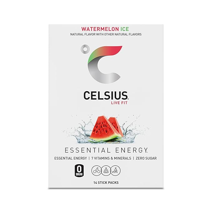 CELSIUS® On-the-Go Powder Sticks Watermelon Ice, Essential Energy 2.5 Oz (14 Sticks per Pack)