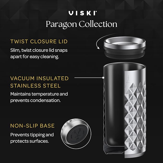 Viski Paragon Cocktail Tumbler Insulated Cocktail Cup, Insulated Ceramic Lined Rocks Tumbler Stainless Steel Whiskey Glass Rose Pink 12oz Set of 1