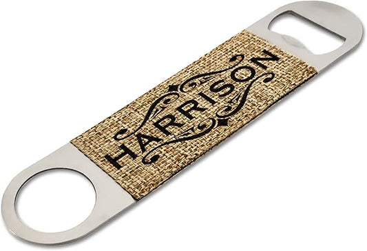 Smile Art Design Family Personalized Monogram Bottle Opener Burlap Material Family Name Personalized Prints House Warming Wedding Gift Dining Room Kitchen Rustic Decor Style4