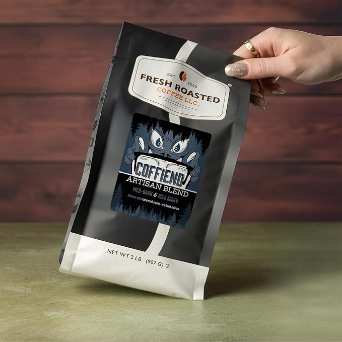 Fresh Roasted Coffee, Coffiend, 2 lb (32 oz), Med-Dark Roast, Kosher, Whole Bean
