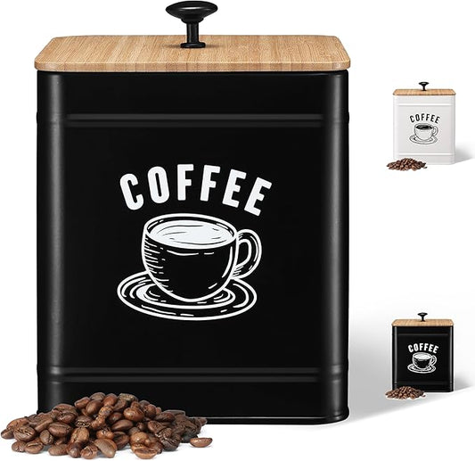 PERFNIQUE Coffee Canister, Airtight Coffee Bean Storage Container, Café Grounds Container, Cafe Jar Cafe Holder, K Cup Holder, Food Storage Container, Farmhouse Kitchen Decor