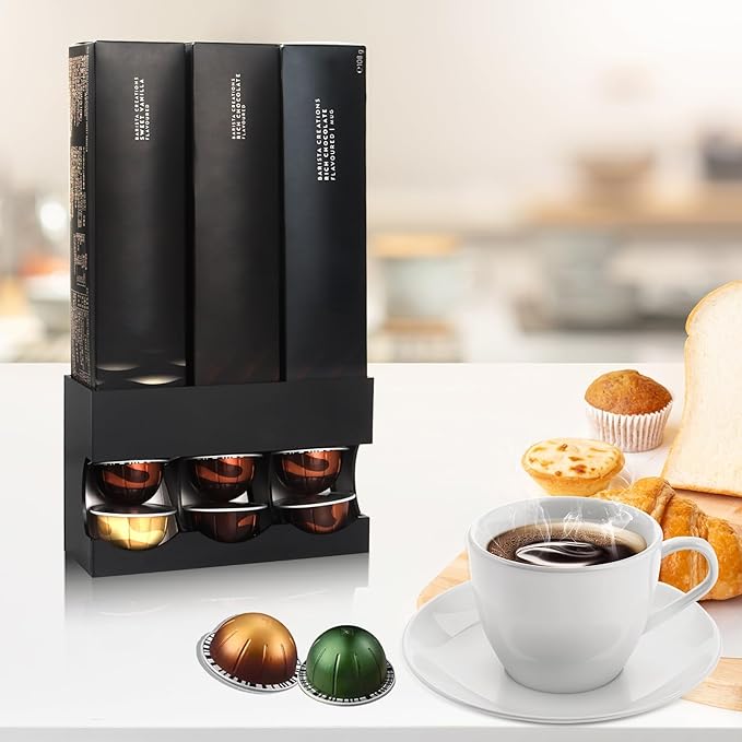 Pod Holder for Nespresso Vertuo Capsules - Wall Mount & Countertop Pod Organizer, Holds 3 Boxes of Coffee Pods, Modern Acrylic Storage for Nespresso Coffee Bar Accessories(Only Shelf)