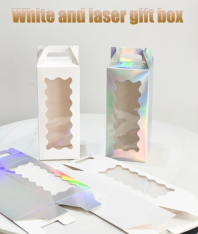 25Pcs Tumbler Gift boxes for glass cup with Handle for 16oz 18oz 20oz Sublimation Glass, Cup boxes for packaging 16oz,water bottle gift boxes,Tumbler Packaging Boxes with window for gifts(White)
