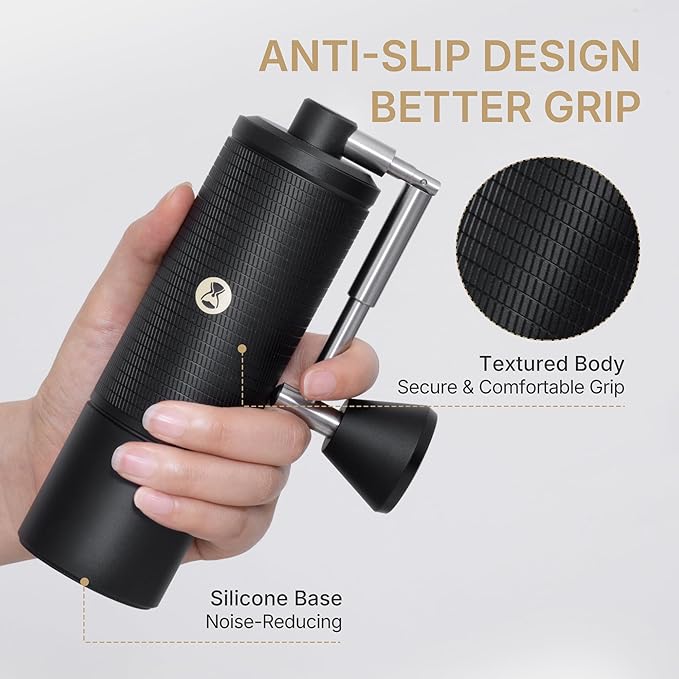 Timemore C5 PRO Manual Coffee Grinder - 42mm Stainless Steel Burr, 48 Adjustable Settings, Hand Coffee Grinder with Fordable Handle, All Metal, Portable for Home, Office & Outdoor, 30g Capacity, Black