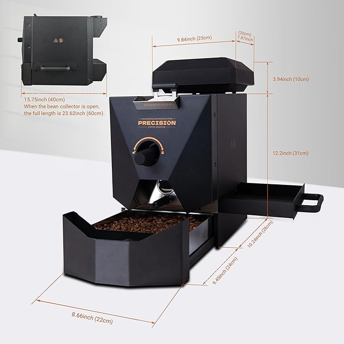 1Pound Electric Coffee Roaster for Home Use, Automatic Roasting And Easy Operation, With A Smoke Filter(Suitable for light roasting), 2 Chimney Tube, And Chaff Collector.